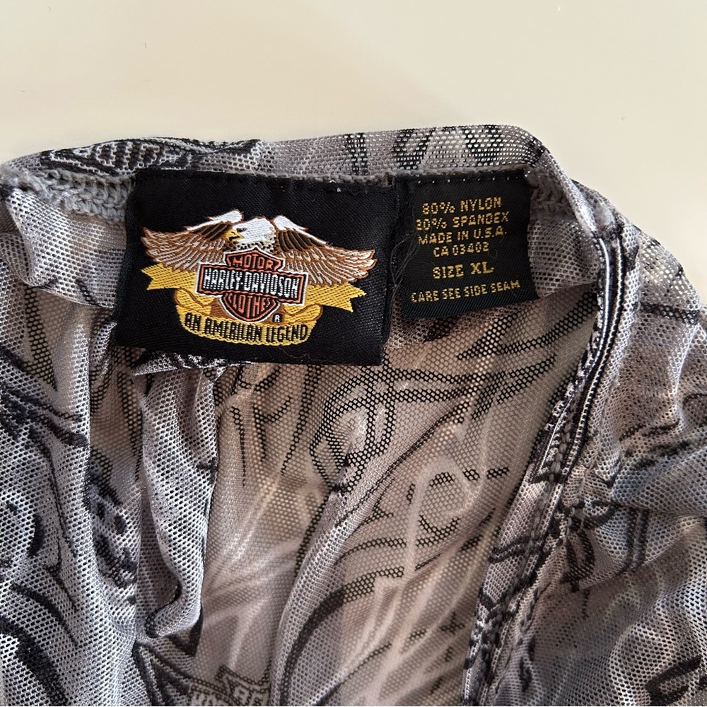 Harley-Davidson Women's Sheer Grey Graphic Top 90s Y2K - Picture 7 of 7